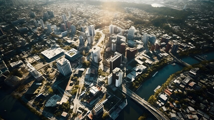 Obraz premium A Panoramic Urban Tapestry: Unveiling the Architectural Beauty of a Bustling City