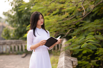 woman in dress ao dai