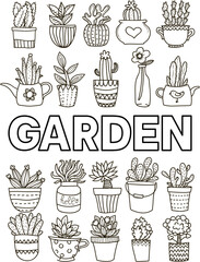 Hand Drawn Garden Doodle Elements Set