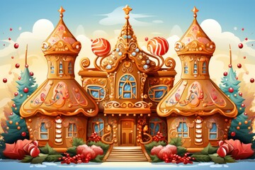Fototapeta premium Gingerbread Houses - Generative AI