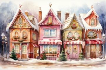 Fototapeta premium Gingerbread Houses - Generative AI