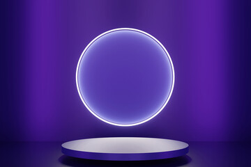 Purple podium 3d. abstract scene background A simulator or platform for products, 3D rendering.