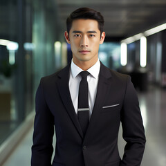 smart good looking Asian male working in financial services