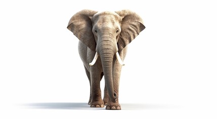 Adult elephant without tusks in cartoon style on white background illustration