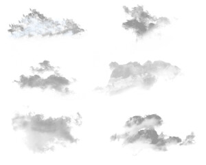 set of various kinds of clouds isolated transparent background