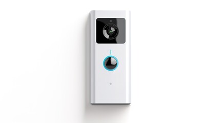 Modern doorbell with video camera, a smart home security solution for monitoring and remote access, isolated on a white background