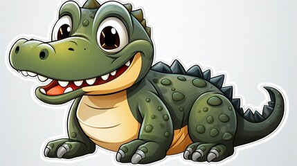 Cartoon illustration of a cute crocodile saying and smiling. Best for reptile themed logos, stickers and mascots for kids