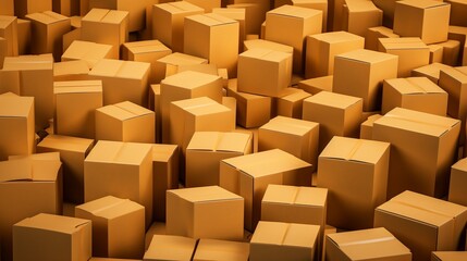 Many cardboard boxes as background, copy space, 16:9