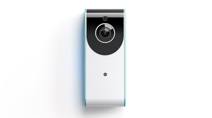 Modern doorbell with video camera, a smart home security solution for monitoring and remote access, isolated on a white background