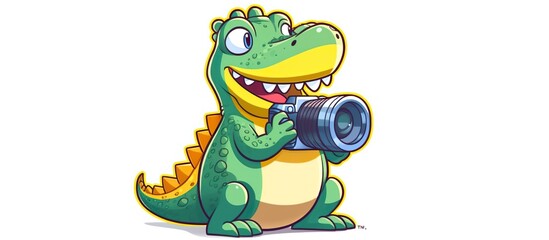 Cartoon illustration of a cute crocodile saying and smiling. Best for reptile themed logos, stickers and mascots for kids