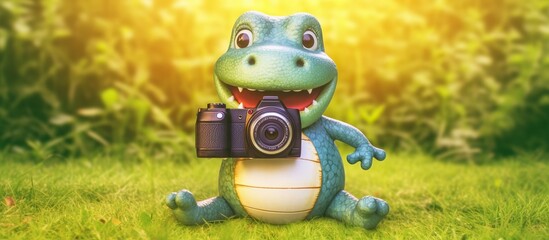 Obraz na płótnie Canvas Cartoon illustration of a cute crocodile saying and smiling. Best for reptile themed logos, stickers and mascots for kids