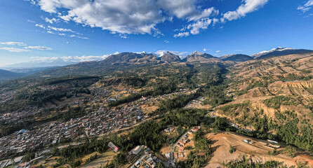 Aerial view of the town of Huaraz, Ancash.