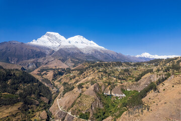 Aerial view of the Nevado de Huascaran in the Ancash region.