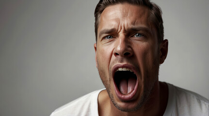 portrait of a man screaming