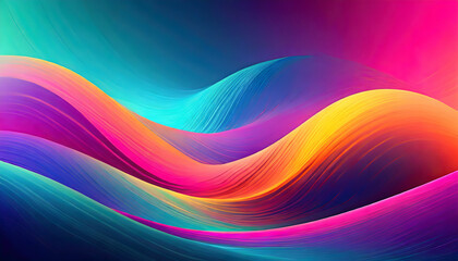 Vibrant, neon-colored waves that flow across the background. Gradients and contrasting hues making the waves pop.