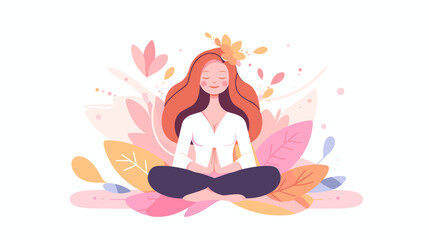 red hair woman meditating