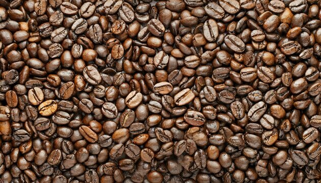 high quality coffee beans flat lay image panoramic view of roasted coffee beans background