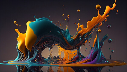 Splashes of colors on fractal background