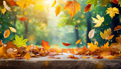 falling leaves natural background