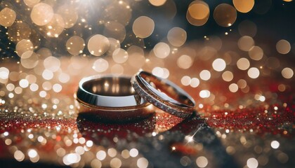 designer wedding rings on a sparkling background