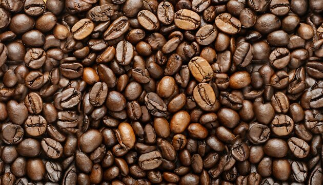 high quality coffee beans flat lay image panoramic view of roasted coffee beans background