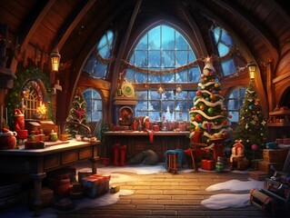 "North Pole Wonders: Explore the festive wonders inside Santa's Workshop, where the spirit of Christmas comes to life. Generativ Ai.