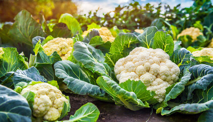 cauliflower harvest in the garden