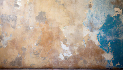 old wall with worn vintage wallpaper grunge abstract background