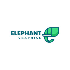 Vector Logo Illustration Elephant Simple Mascot Style