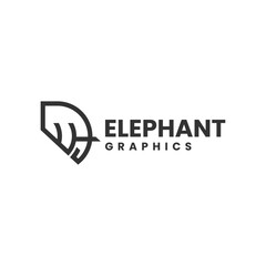 Vector Logo Illustration Elephant Line Art Style