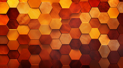 A mesmerizing, repeating pattern of interlocking hexagons in warm tones created with Generative Ai