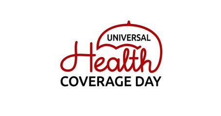 Universal health coverage day text animation with alpha channel. Handwritten calligraphy. Great for Strengthening Universal Health Coverage through a Primary Health Care-Oriented Approach campaign.