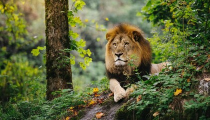lion in the forest