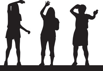 Women silhouettes on a white background.