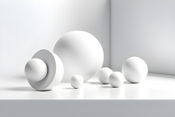 3d minimalist composition light white background soft shadows-subtle gradient high key lighting Generative AI