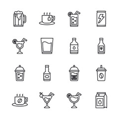 Set of Fresh drink icon for web app simple line design