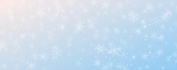 Fotobehang Christmas snowy background. Cold blue winter sky. Vector ice blizzard on gradient texture with flakes. Festive new year theme for season sale wallpaper. © Chorna_L
