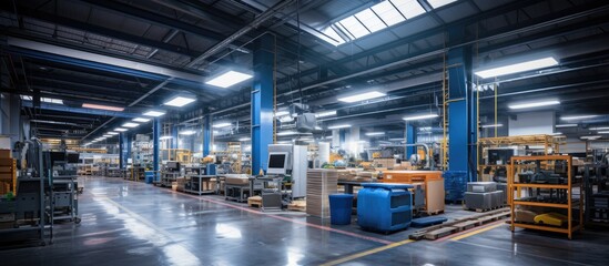 inner warehouse of a metal manufacturing plant - obrazy, fototapety, plakaty