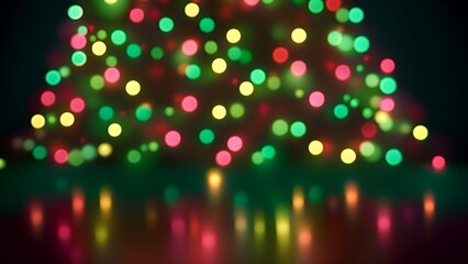 Fototapeta na wymiar Colorful christmas tree blur bokeh lights.