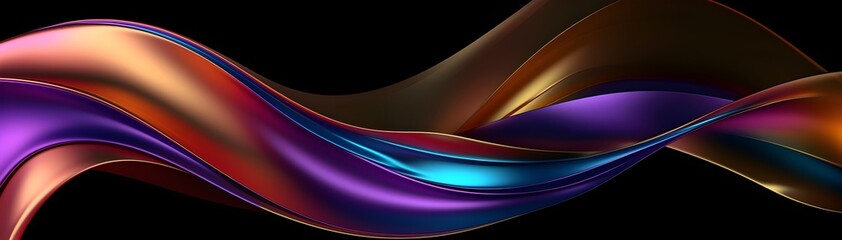 Abstract 3D background. Shiny metallic waves banner.