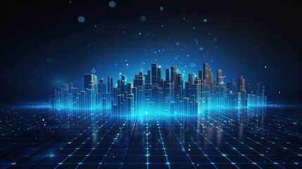 Fototapeta premium Illustrate the abstract resilience in IT City landscapes, portraying the adaptive and responsive features that safeguard against disruptions