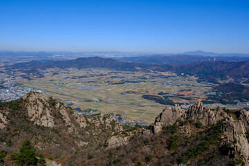 Scenic view of Mt.Wolchulsan against sky