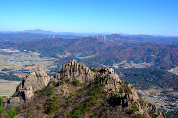 Scenic view of Mt.Wolchulsan against sky