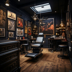 Illustration of a tattoo studio.