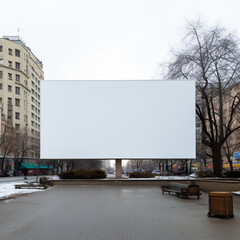 Fototapeta na wymiar White advertising panel for advertising in a city.