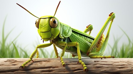 Cartoon happy grasshopper - obrazy, fototapety, plakaty