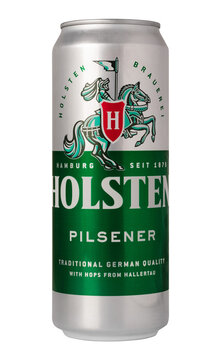 Holsten beer can on a transparent background. isolated object