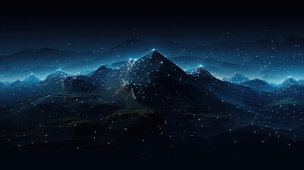 Illustrate the abstract resilience of IT systems, with digital mountains representing the strength to withstand challenges