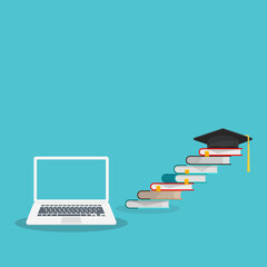 Online learning. Concept of webinar, business online training, education on computer or e-learning concept, video tutorial illustration.