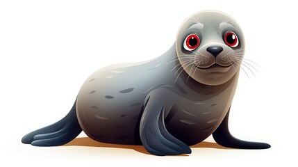Cartoon funny seal on white background